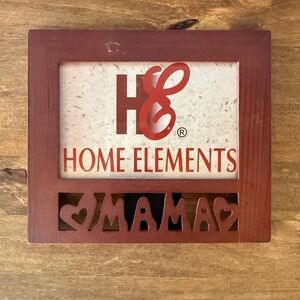 Home Elements Wooden Mama Heart Cutout Picture Frame Red Brown Tabletop Display
